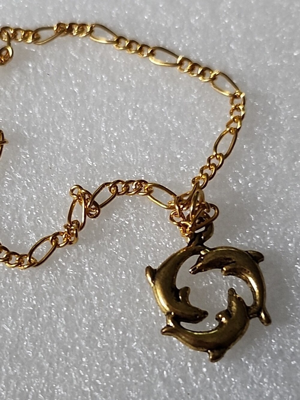 Hand Crafted Gold Dolphin Trio Circle Bracelet / Anklet